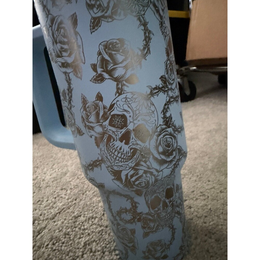 NEW 40 oz Authentic Laser Engraved Halloween Skulls Stanley Cup Tumbler - Picture 2 of 5